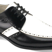 Mens Retro Fashion Black + White Leather Oxford Dress Shoes Giovanni MERRICK
