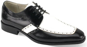 Mens Retro Fashion Black + White Leather Oxford Dress Shoes Giovanni MERRICK