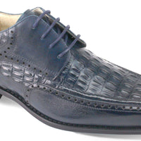 Mens Midnight Navy Blue Leather Croc Detail Oxford Dress Shoes Giovanni MILFORD
