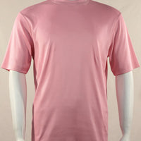 Mens Elegant Silky Pink Mock Neck Dressy T-Shirt