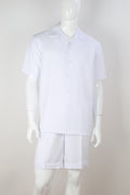 Mens 2-Piece Shorts Set White with Matching Short Sleeve Shirt Royal Diamond T2068
