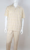 Mens Creamy Beige Subtle Plaid 2 Piece Walking Suit Leisure Suit Royal Diamond T2070