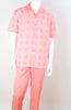 Mens Pink Salmon Subtle Plaid 2 Piece Walking Suit Leisure Suit Royal Diamond T2071