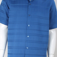 Mens Elegant Bright Blue Summer 2 Piece Shirt + Pants Walking Suit Royal Diamond T2075