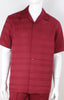 Mens Elegant Rich Burgundy Summer 2 Piece Shirt + Pants Walking Suit Royal Diamond T2076