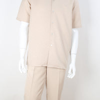 Mens Dressy Beige Tone on Tone Design Walking Leisure Suit Royal Diamond T2081