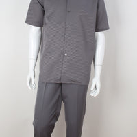 Mens Dressy Grey Gray Tone on Tone Design Walking Leisure Suit Royal Diamond T2082