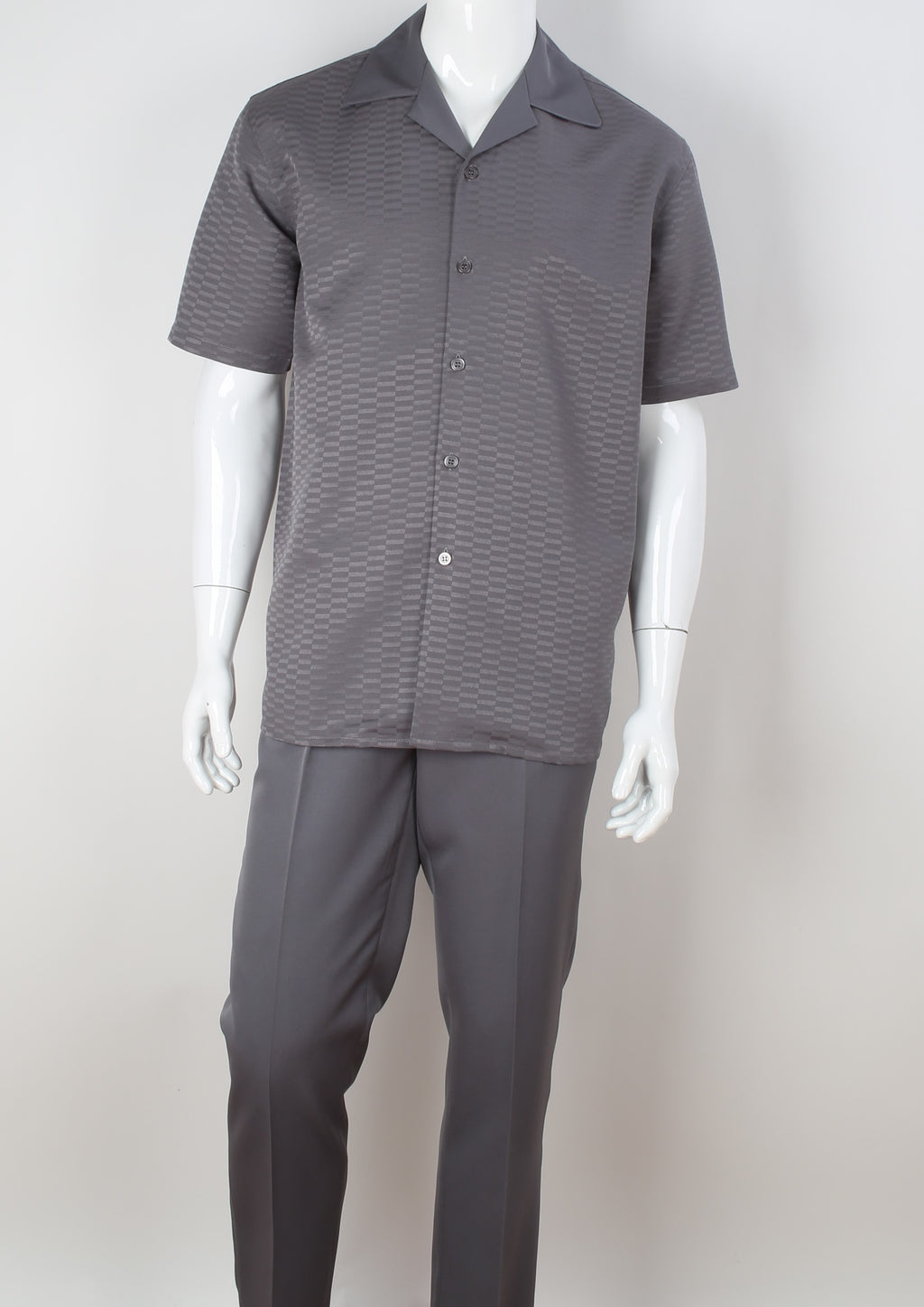 Mens Dressy Grey Gray Tone on Tone Design Walking Leisure Suit Royal Diamond T2082