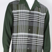 Mens Hunter Green Gray Plaid Long Sleeve Two Piece Walking Royal Diamond T719