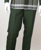 Mens Hunter Green Gray Plaid Long Sleeve Two Piece Walking Royal Diamond T719