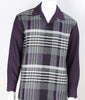 Mens Purple Gray Plaid Long Sleeve Two Piece Walking Royal Diamond T720