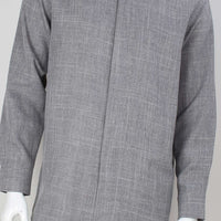 Mens Gray Woven Texture Long Sleeve 2 Piece Set Walking Suit Royal Diamond T721