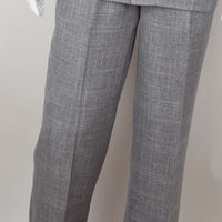 Mens Gray Woven Texture Long Sleeve 2 Piece Set Walking Suit Royal Diamond T721