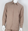 Mens Beige Woven Texture Long Sleeve 2 Piece Set Walking Suit Royal Diamond T722