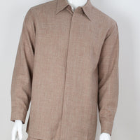 Mens Beige Woven Texture Long Sleeve 2 Piece Set Walking Suit Royal Diamond T722