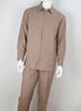 Mens Beige Woven Texture Long Sleeve 2 Piece Set Walking Suit Royal Diamond T722