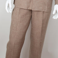 Mens Beige Woven Texture Long Sleeve 2 Piece Set Walking Suit Royal Diamond T722