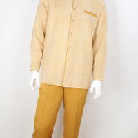 Mens Mustard Gold Houndstooth Long Sleeve Two Piece Walking Royal Diamond T725