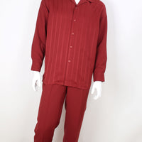 Mens Brick Tone on Tone Stripe Long Sleeve 2 Piece Set Walking Suit Royal Diamond T728