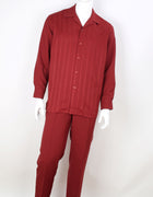 Mens Brick Tone on Tone Stripe Long Sleeve 2 Piece Set Walking Suit Royal Diamond T728