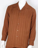 Mens Rust Brown Tone on Tone Stripe Long Sleeve 2 Piece Set Walking Suit Royal Diamond T729