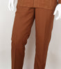 Mens Rust Brown Tone on Tone Stripe Long Sleeve 2 Piece Set Walking Suit Royal Diamond T729