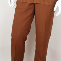 Mens Rust Brown Tone on Tone Stripe Long Sleeve 2 Piece Set Walking Suit Royal Diamond T729