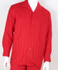 Mens Red Tone on Tone Stripe Long Sleeve 2 Piece Set Walking Suit Royal Diamond T730