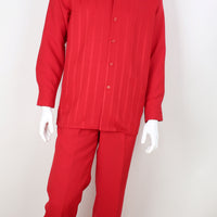 Mens Red Tone on Tone Stripe Long Sleeve 2 Piece Set Walking Suit Royal Diamond T730