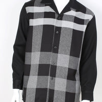 Mens Black Gray Plaid Long Sleeve 2 Piece Set Leisure Suit Royal Diamond T732