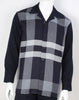 Mens Midnight Navy Plaid Long Sleeve 2 Piece Set Leisure Suit Royal Diamond T733