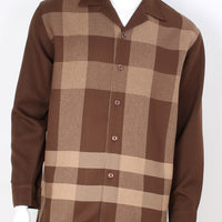 Mens Brown Plaid Long Sleeve 2 Piece Set Walking Suit Royal Diamond T734