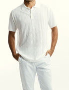 Mens Stacy Adams Silky Shiny Semi-Sheer Dressy Polo White Plaid 57007