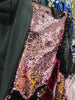 Mens Shiny Pink Black Color Change Convertible Sequin Tuxedo Jacket B6326