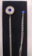 Mens Fancy Lapel Chain Sparkling Silver with Royal Blue Accent (Pin to Lapel or Breast Pocket)