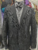 Mens Black Velvet Sequin Paisley Peak Lapel Formal Dinner Jacket B6362-24