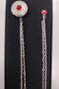 Mens Fancy Lapel Chain Sparkling Silver with Red Accent (Pin to Lapel or Breast Pocket)
