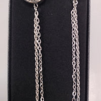 Mens Fancy Lapel Chain Sparkling Silver with Red Accent (Pin to Lapel or Breast Pocket)