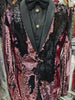 Mens Shiny Pink Black Color Change Convertible Sequin Tuxedo Jacket B6326