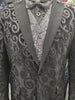 Mens Black Velvet Sequin Paisley Peak Lapel Formal Dinner Jacket B6362-24