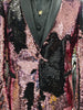 Mens Shiny Pink Black Color Change Convertible Sequin Tuxedo Jacket B6326