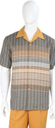 Mens Elegant Mustard + Gray Two Piece Summer Walking Suit Leisure Set T2049