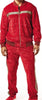 Mens Designer Stacy Adams Embossed Velvet Track Suit Slim Fit Red + Gold 2607