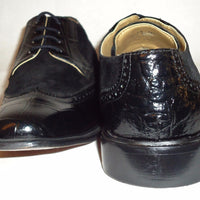 Mens Elegant Black Suede Look Two Tone Wing Tip Dress Shoes Liberty LS747 - Nader Fashion Las Vegas