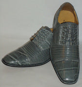Mens Classy Gray Croco Look Round Toe Dress Shoes Liberty LS162 - Nader Fashion Las Vegas