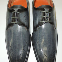 Mens Gray Grey Faux Eel Look Perforated Detail Dress Shoes Antonio Cerrelli 6712 - Nader Fashion Las Vegas