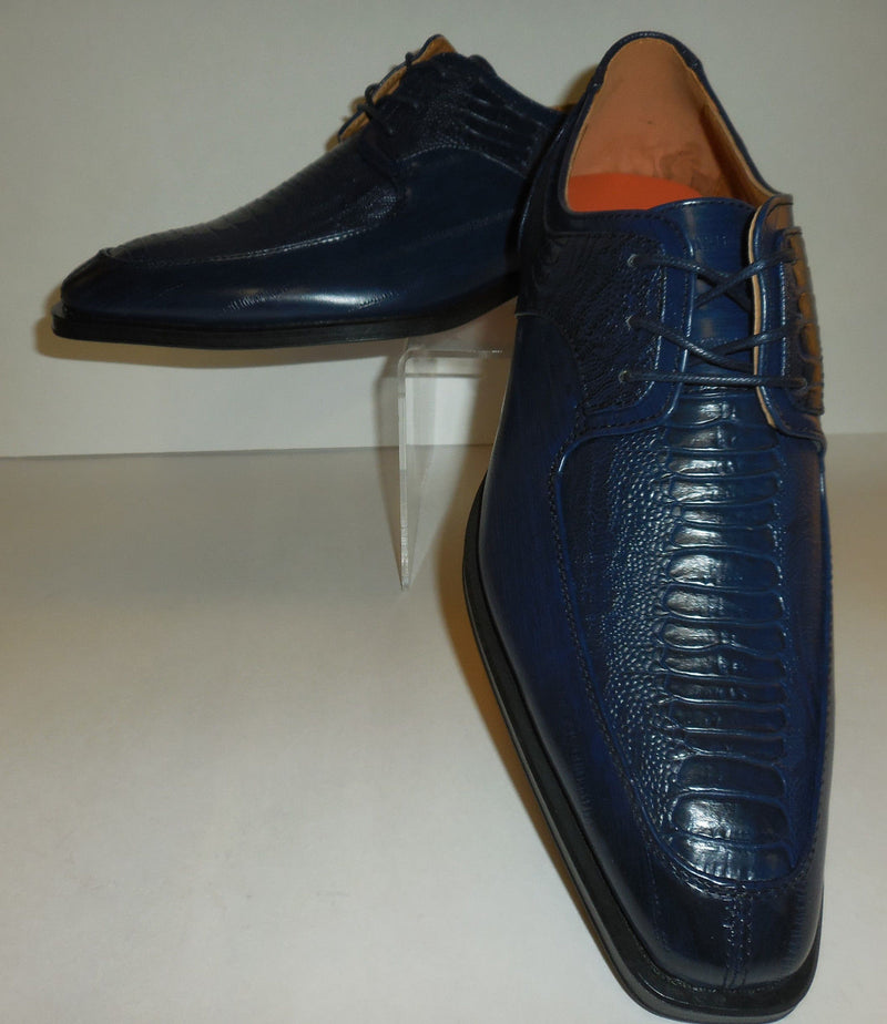 Mens Navy Blue Classic Oxfords Exotic Emboss Dress Shoes Antonio Cerrelli  6536