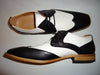 Mens Cool Retro Fashion Black White Wingtip Dress Shoes Antonio Cerrelli 6656 - Nader Fashion Las Vegas