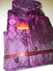 Mens Elegant Damask Black Purple Hue Banded Collarless Shirt SANGI Style 1006 - Nader Fashion Las Vegas