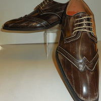 Mens Taupe Distressed Vintage Style Wingtip Dress Shoes Antonio Cerrelli 6533 - Nader Fashion Las Vegas
